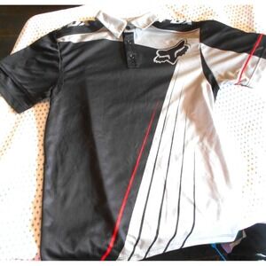 Rare Fox Racing Logo Polo Black/Gray Short Sleeve Size Medium Motocross BMX MX